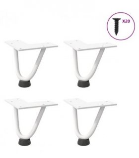 vidaXL Hairpin Legs for Coffee Table 4 pcs White 10 cm Solid Steel — Model: 2 rods