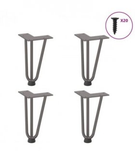 vidaXL Hairpin Legs for Coffee Table 4 pcs Natural Steel 20 cm Solid Steel — Model: 3 rods