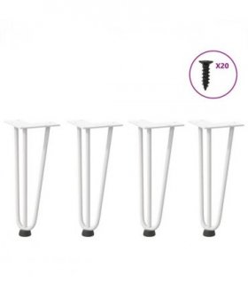 vidaXL Hairpin Legs for Coffee Table 4 pcs White 30 cm Solid Steel — Model: 3 rods