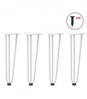 vidaXL Hairpin Legs for Coffee Table 4 pcs White 42 cm Solid Steel — Model: 3 rods