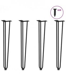 vidaXL hairpin legs for console tables for Console Table 4 pcs Black 72 cm Solid Steel — Model: 3 rods