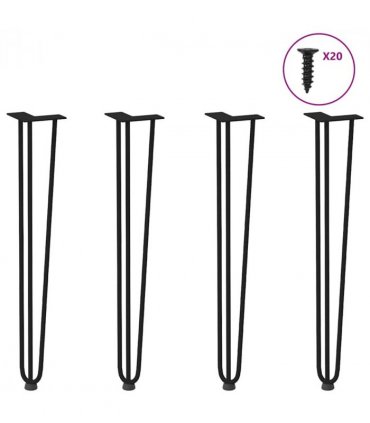 vidaXL hairpin legs for console tables for Console Table 4 pcs Black 72 cm Solid Steel — Model: 3 rods