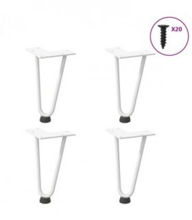 vidaXL Hairpin Legs for Coffee Table 4 pcs White 20 cm Solid Steel — Model: 2 rods