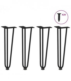 vidaXL Hairpin Legs for Coffee Table 4 pcs Black 42 cm Solid Steel — Model: 3 rods