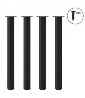 vidaXL Bar Table Legs 4 pcs Black 110-112 cm Steel — Size: 110-112 cm (80 mm)