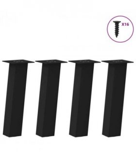 vidaXL Coffee Table Legs 4 pcs Black 30 cm Steel — Size: 30 cm (80 mm)