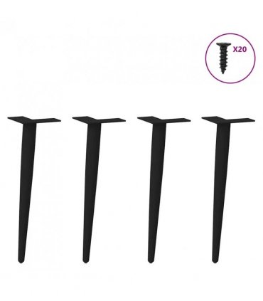 vidaXL Coffee Table Legs Conical Shape 4 pcs Black 30-31 cm Steel