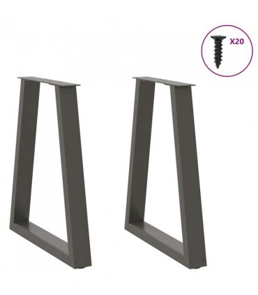 vidaXL Dining Table Legs V-Shape 2 pcs Anthracite 60x(72-73.3) cm Steel — Size: 60 x (72-73.3) cm
