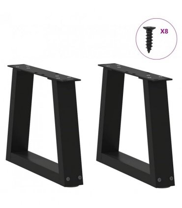 vidaXL Coffee Table Legs V-Shape 2 pcs Black 30x(30-31.3) cm Steel — Size: 30 x (30-31.3) cm