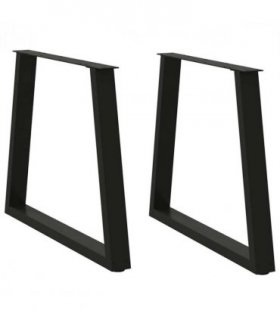 vidaXL Dining Table Leg | Set of 2 | Black | Powder-coated steel | Standard — Size: 80 x (72-73.3) cm