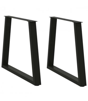 vidaXL Dining Table Leg | Set of 2 | Black | Powder-coated steel | Standard — Size: 80 x (72-73.3) cm