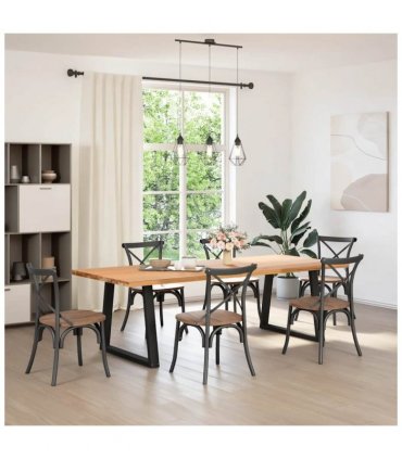 vidaXL Dining Table Leg | Set of 2 | Black | Powder-coated steel | Standard — Size: 80 x (72-73.3) cm