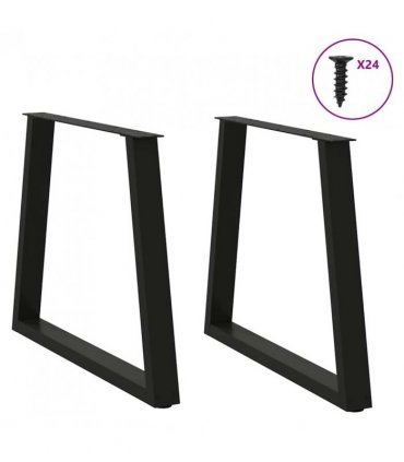 vidaXL Dining Table Leg | Set of 2 | Black | Powder-coated steel | Standard — Size: 80 x (72-73.3) cm