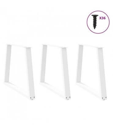 vidaXL Dining Table Legs V-Shape 3 pcs White 80x(72-73.3) cm Steel — Size: 80 x (72-73.3) cm