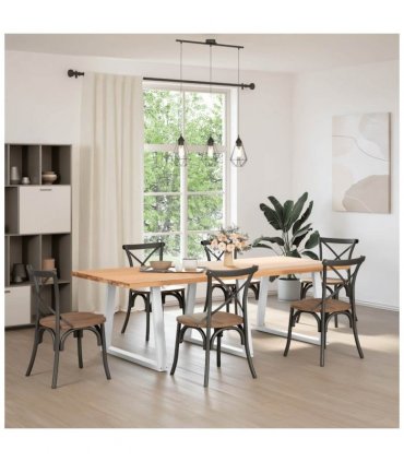 vidaXL Dining Table Legs V-Shape 3 pcs White 90x(72-73.3) cm Steel — Size: 90 x (72-73.3) cm