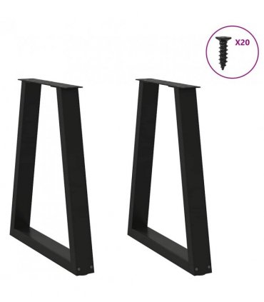vidaXL Coffee Table Leg | Set of 2 | Black | Powder-coated steel | 60 cm x 72 cm — Size: 60 x (72-73.3) cm