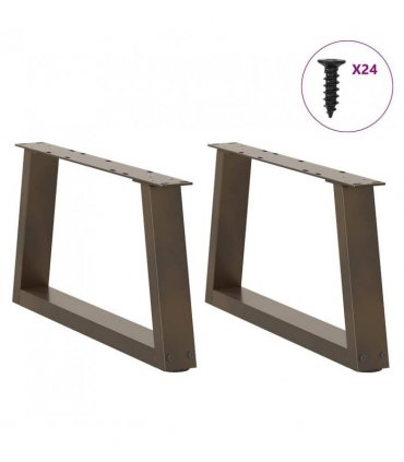 vidaXL Coffee Table Legs V-Shape 2 pcs Natural Steel 60x(30-31.3) cm Steel — Size: 60 x (30-31.3) cm