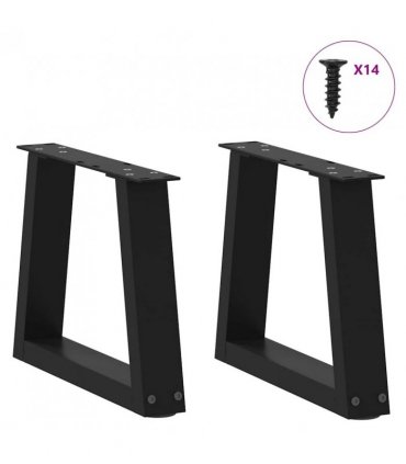 vidaXL Coffee Table Legs V-Shape 2 pcs Black 40x(30-31.3) cm Steel — Size: 40 x (30-31.3) cm