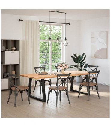vidaXL Dining Table Legs V-Shape 2 pcs Black 90x(72-73.3) cm Steel — Size: 90 x (72-73.3) cm