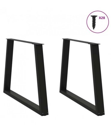 vidaXL Dining Table Legs V-Shape 2 pcs Black 90x(72-73.3) cm Steel — Size: 90 x (72-73.3) cm