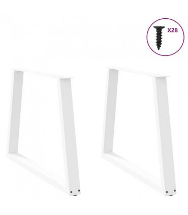 vidaXL Dining Table Legs V-Shape 2 pcs White 90x(72-73.3) cm Steel — Size: 90 x (72-73.3) cm