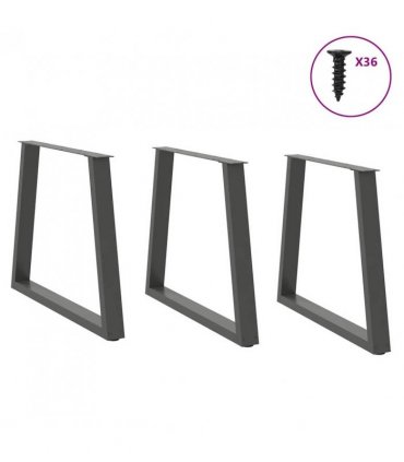 vidaXL Dining Table Legs V-Shape 3 pcs Anthracite 80x(72-73.3) cm Steel — Size: 80 x (72-73.3) cm
