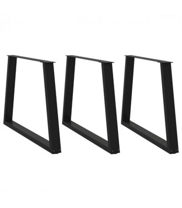 vidaXL Dining Table Legs V-Shape 3 pcs Black 90x(72-73.3) cm Steel — Size: 90 x (72-73.3) cm