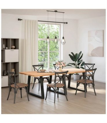 vidaXL Dining Table Legs V-Shape 3 pcs Black 90x(72-73.3) cm Steel — Size: 90 x (72-73.3) cm