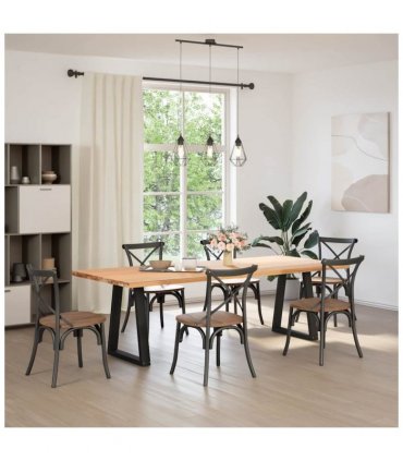 vidaXL Coffee Table Leg | Set of 2 | Black | Steel | 50 x 72 cm — Size: 50 x (72-73.3) cm
