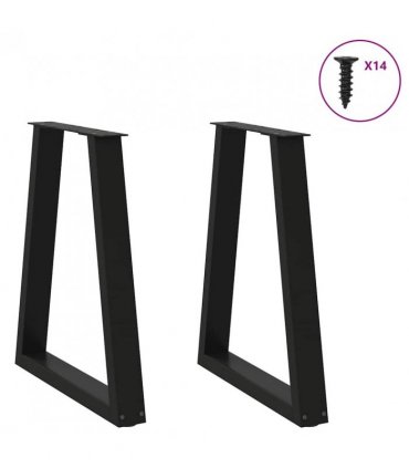 vidaXL Coffee Table Leg | Set of 2 | Black | Steel | 50 x 72 cm — Size: 50 x (72-73.3) cm