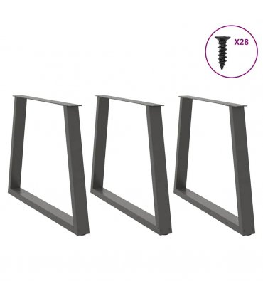 vidaXL Dining Table Legs V-Shape 3 pcs Anthracite 90x(72-73.3) cm Steel — Size: 90 x (72-73.3) cm