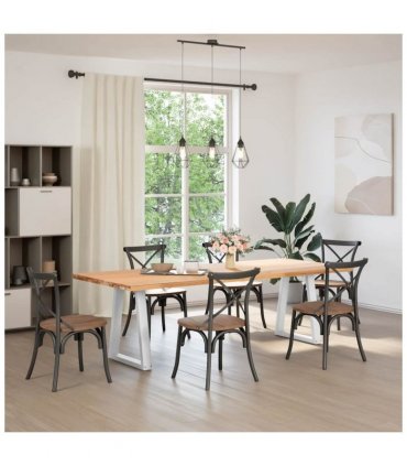 vidaXL Dining Table Legs V-Shape 2 pcs White 60x(72-73.3) cm Steel — Size: 60 x (72-73.3) cm