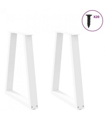 vidaXL Dining Table Legs V-Shape 2 pcs White 60x(72-73.3) cm Steel — Size: 60 x (72-73.3) cm