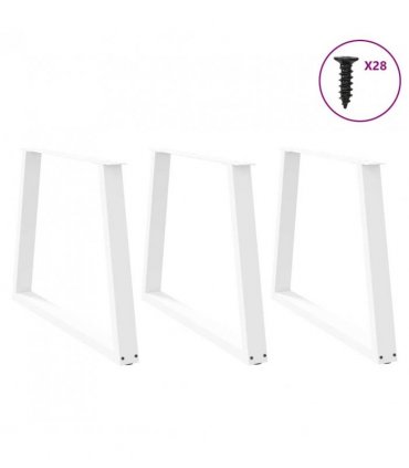 vidaXL Dining Table Legs V-Shape 3 pcs White 100x(72-73.3) cm Steel — Size: 100 x (72-73.3) cm