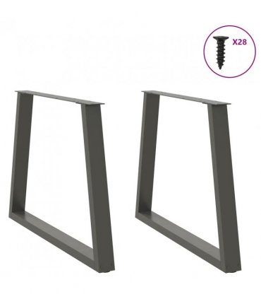 vidaXL Dining Table Legs V-Shape 2 pcs Anthracite 100x(72-73.3) cm Steel — Size: 100 x (72-73.3) cm