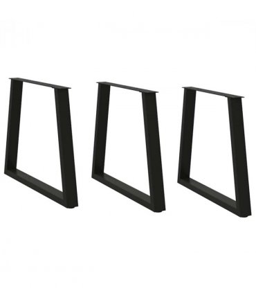 vidaXL Dining Table Legs V-Shape 3 pcs Black 80x(72-73.3) cm Steel — Size: 80 x (72-73.3) cm