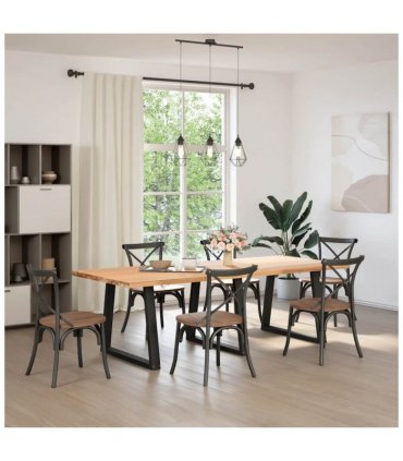 vidaXL Dining Table Legs V-Shape 3 pcs Black 80x(72-73.3) cm Steel — Size: 80 x (72-73.3) cm
