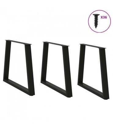vidaXL Dining Table Legs V-Shape 3 pcs Black 80x(72-73.3) cm Steel — Size: 80 x (72-73.3) cm