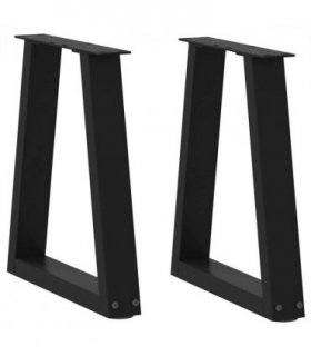 vidaXL Dining Table Leg | Set of 2 | Black | Powder-Coated Steel — Size: 38 x (42-43.3) cm