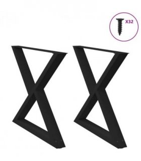 vidaXL Dining Table Legs 2 pcs Black 90x(72-73.3) cm Steel — Size: 90 x (72-73.3) cm
