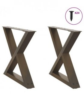 vidaXL Coffee Table Legs 2 pcs Natural Steel 60x(42-43.3) cm Steel — Size: 60 x (42-43.3) cm