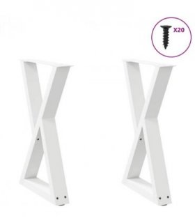 vidaXL Dining Table Legs 2 pcs White 50x(72-73.3) cm Steel — Size: 50 x (72-73.3) cm
