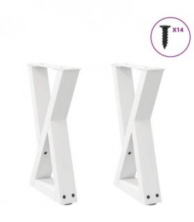 vidaXL Coffee Table Legs 2 pcs White 38x(42-43.3) cm Steel — Size: 38 x (42-43.3) cm