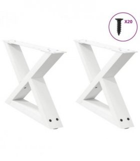 vidaXL Coffee Table Legs 2 pcs White 60x(30-31.3) cm Steel — Size: 60 x (30-31.3) cm