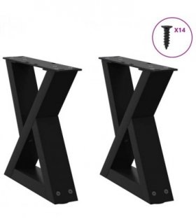 vidaXL Coffee Table Legs 2 pcs Black 40x(30-31.3) cm Steel — Size: 40 x (30-31.3) cm