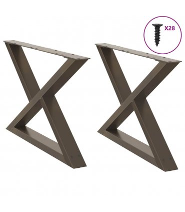 vidaXL Coffee Table Legs 2 pcs Natural Steel 70x(42-43.3) cm Steel — Size: 70 x (42-43.3) cm