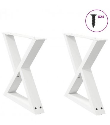vidaXL Coffee Table Legs 2 pcs White 60x(42-43.3) cm Steel — Size: 60 x (42-43.3) cm