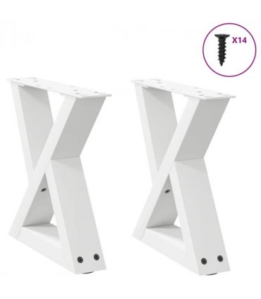 vidaXL Coffee Table Legs 2 pcs White 40x(30-31.3) cm Steel — Size: 40 x (30-31.3) cm