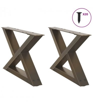 vidaXL Coffee Table Legs 2 pcs Natural Steel 60x(30-31.3) cm Steel — Size: 60 x (30-31.3) cm