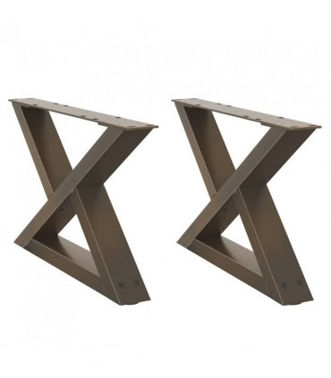 vidaXL Coffee Table Legs 2 pcs Natural Steel 60x(30-31.3) cm Steel — Size: 60 x (30-31.3) cm